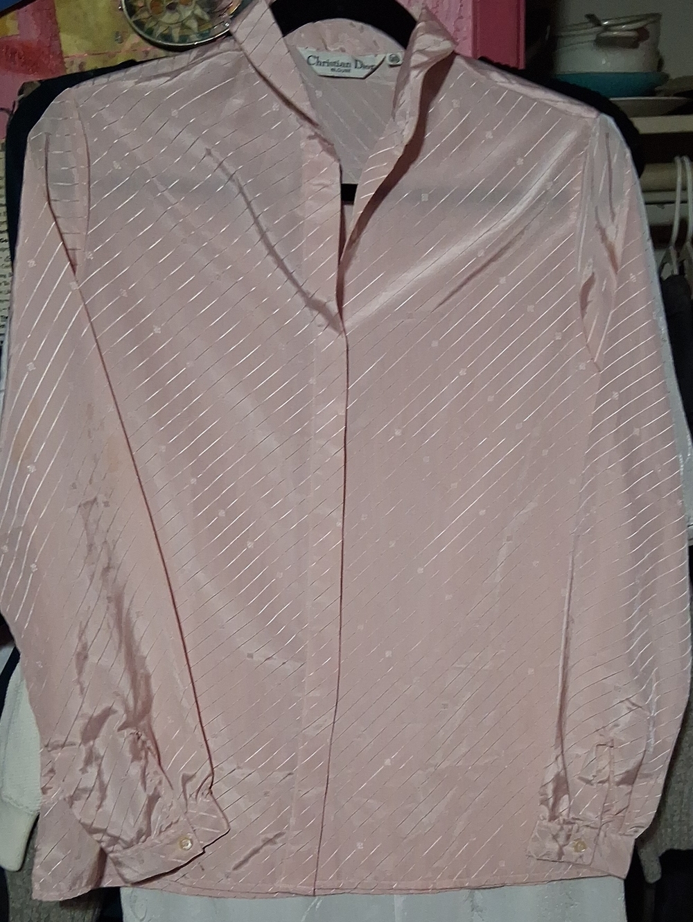 Dior Pale Pink Satin Striped Blouse